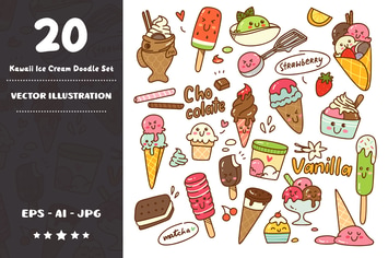 Kawaii Ice Cream Doodle Set