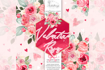 Watercolor Valentine Roses design