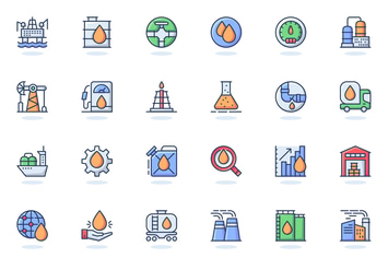 Industry Flat Line Web Icons Set