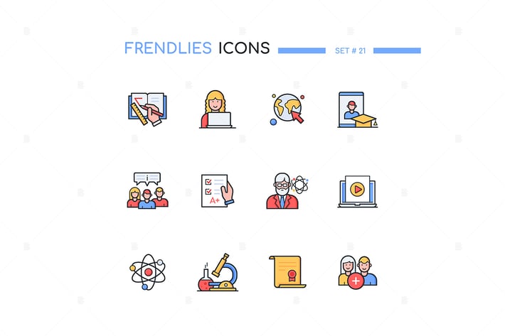 Online Education - Line Design Style Icons