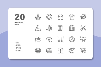 20 Nautical icons (Line)