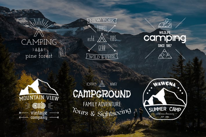 Outdoor Retro Camping Badges and Logos