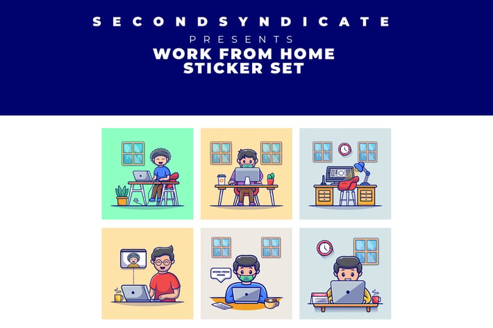 WORK FROM HOME STICKER SET