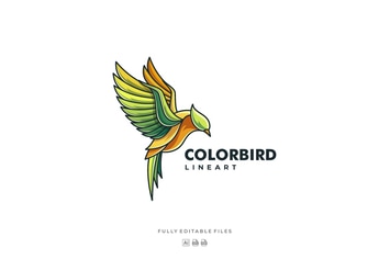 Bird Color Line Art Logo