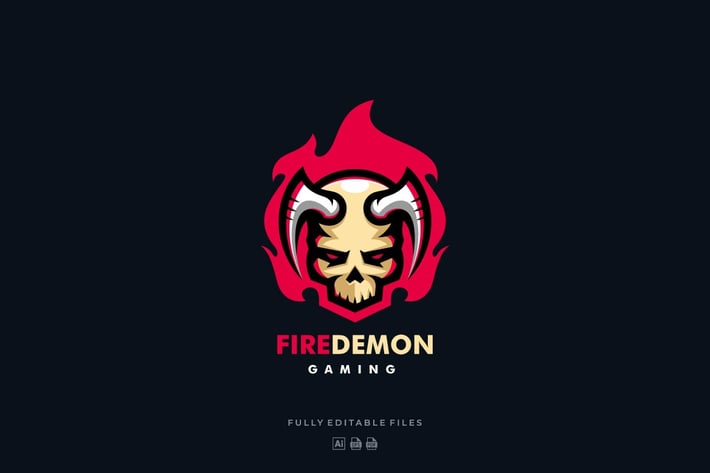 Fire Demon Sports and E-sports Style Logo