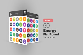 50 Energy Flat Round Icons Season II