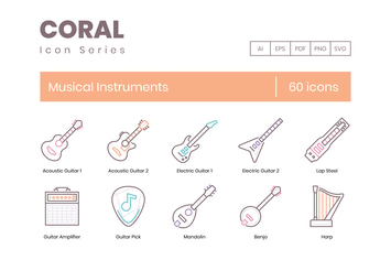 60 Musical Instruments Icons