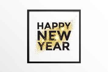 Gold glitter New Year greeting card