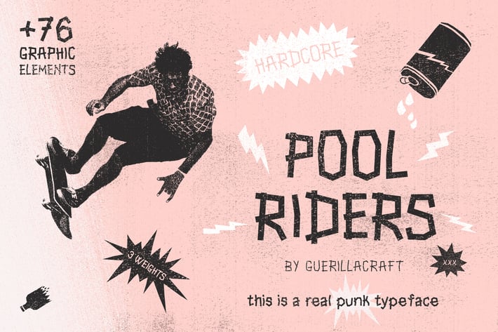 Pool Riders Typeface + Graphic Elements