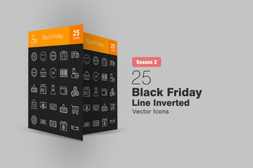 25 Black Friday Line Inverted Icons