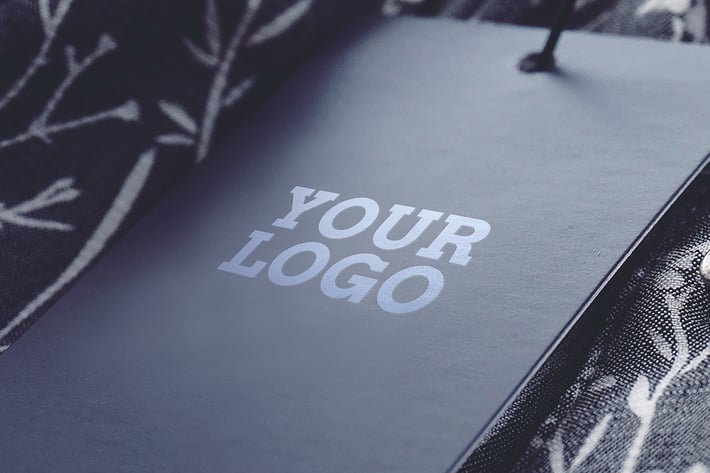 Realistic logo on price tag mockup