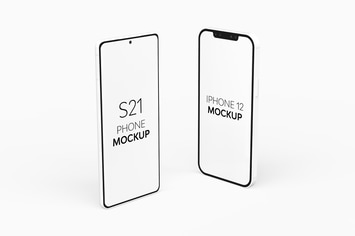 S21 Phone & iPhone 12 Mockup
