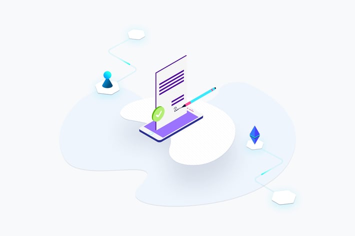 Blockchain Platform Smart Contract Isometric