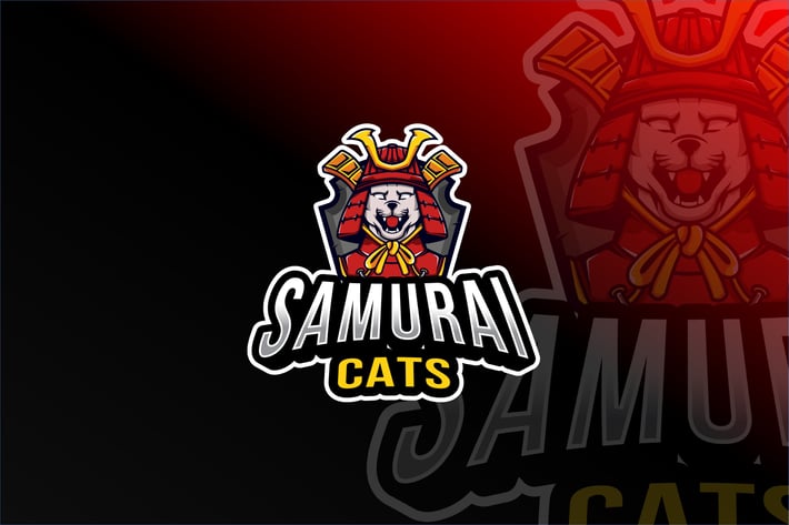 Samurai Cats Esport Logo Template