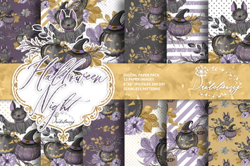 Halloween Night digital paper pack