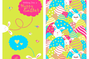 Easter bunnies and easter eggs. Vector 