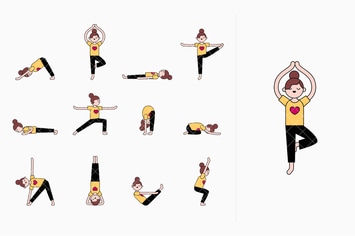 Girl Practicing Yoga. Yoga Poses & Exercises. 