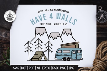 Camping Scene Badge Vector Vintage Graphic Logo