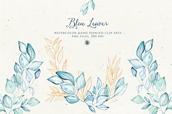 Blue Leaves with gold accent