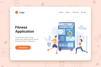 Fitness App flat concept for Landing page