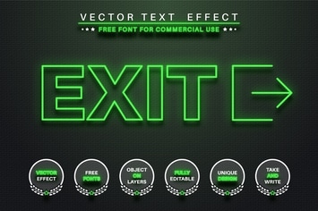 Glow outline - editable text effect, font style