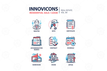 Residential sale and lease - line design icons set
