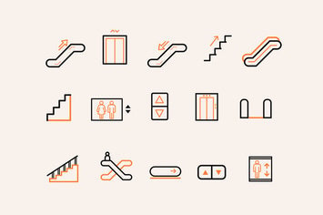 15 Stair Escalator Lift Icons