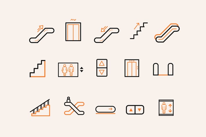 15 Stair Escalator Lift Icons
