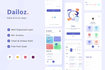 Dailoz - Daily Activity Mobile Apps UI Kit