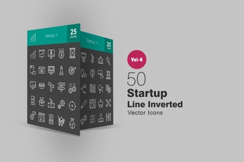 50 Startup Line Inverted Icons