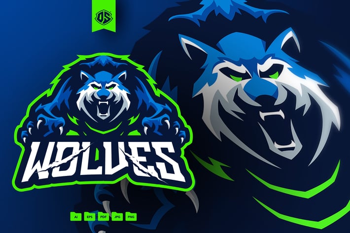 Wolf Mascot Logo Template
