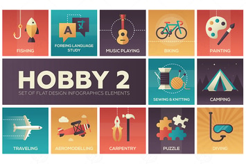 Hobby - set of flat design infographics elements