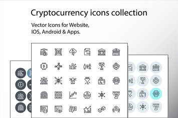 Set of thin line cryptocurrency icons