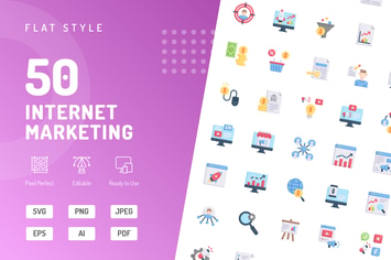 Internet Marketing Flat Icons