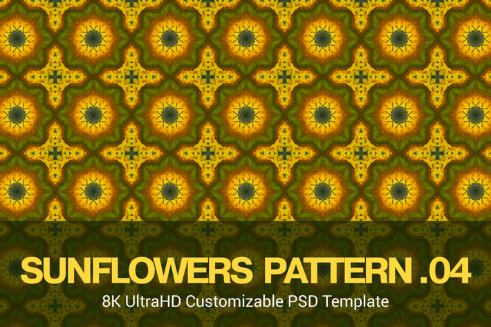 8K UltraHD Seamless Sunflowers Pattern Background