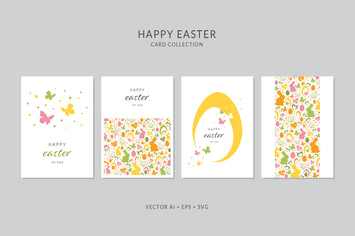 Happy Easter Card Vector Set