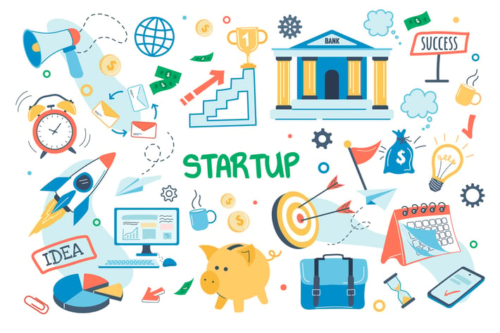 Startup Concept Isolated Elements Set