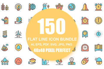 Set of Flat Line Business Icons