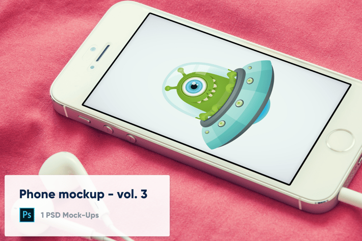 Phone on red background mockup - Vol. 3