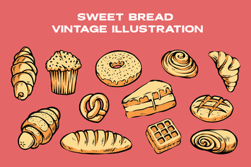 Sweet Bread Vintage Illustration