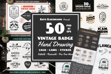 50 Vintage Badges 