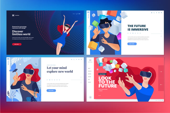 Web design templates of virtual reality