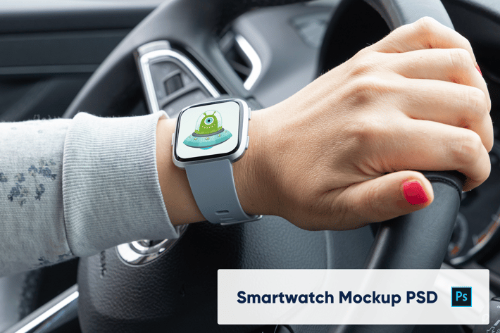 Smart Watch on Woman's Hand - Mockup PSD