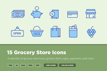 15 Grocery Store Icons