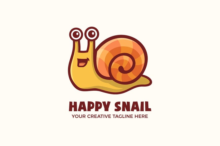 Happy Snail Cartoon Mascot Character Logo Template