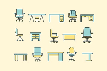 15 Office Desk and Chair Icons