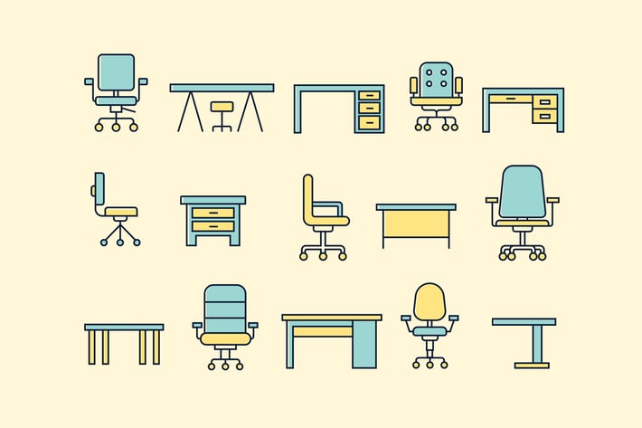 15 Office Desk and Chair Icons