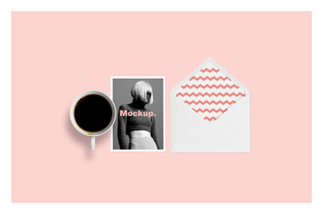 MinimaI Invitation Greeting Card Envelope  Mockup