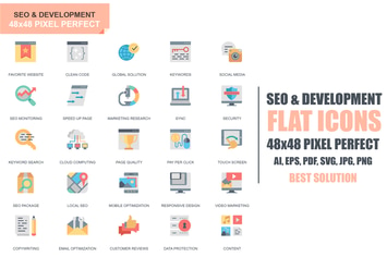 Simple Set Seo and Development Flat Icons
