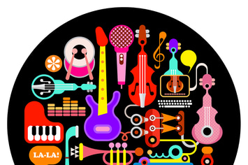 Musical Instruments Round Illustration